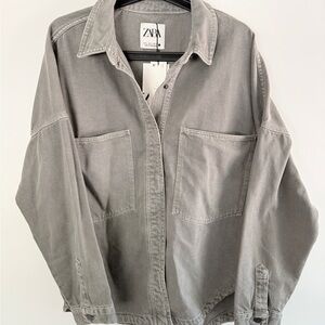 Zara Charcoal Button-Up Jacket